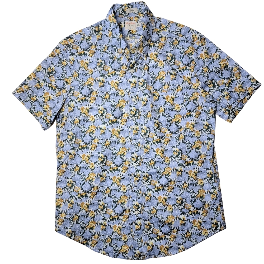 J. Crew Secret Wash Classic Floral Print Short Sleeve Shirt - Picture 2 of 6